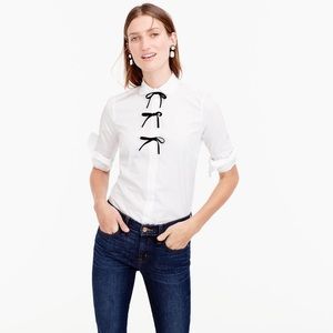 J. Crew Cotton Buttondown with Velvet Bows